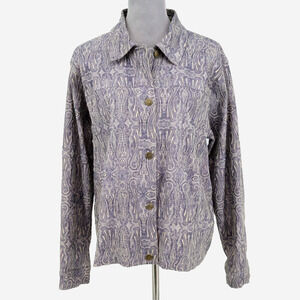 Coldwater Creek Jacket Plus Size 1X Lavender Paisley Cotton Textured Coastal